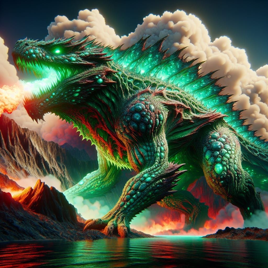 Godzilla Unleashes Atomic Breath in Detailed Matte Painting