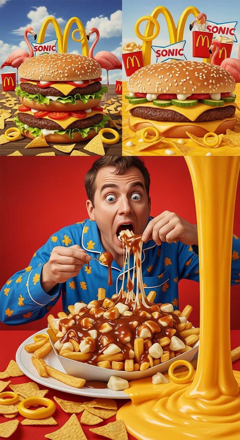 Pajama Sam's Poutine Feast in Retro-Futuristic Style