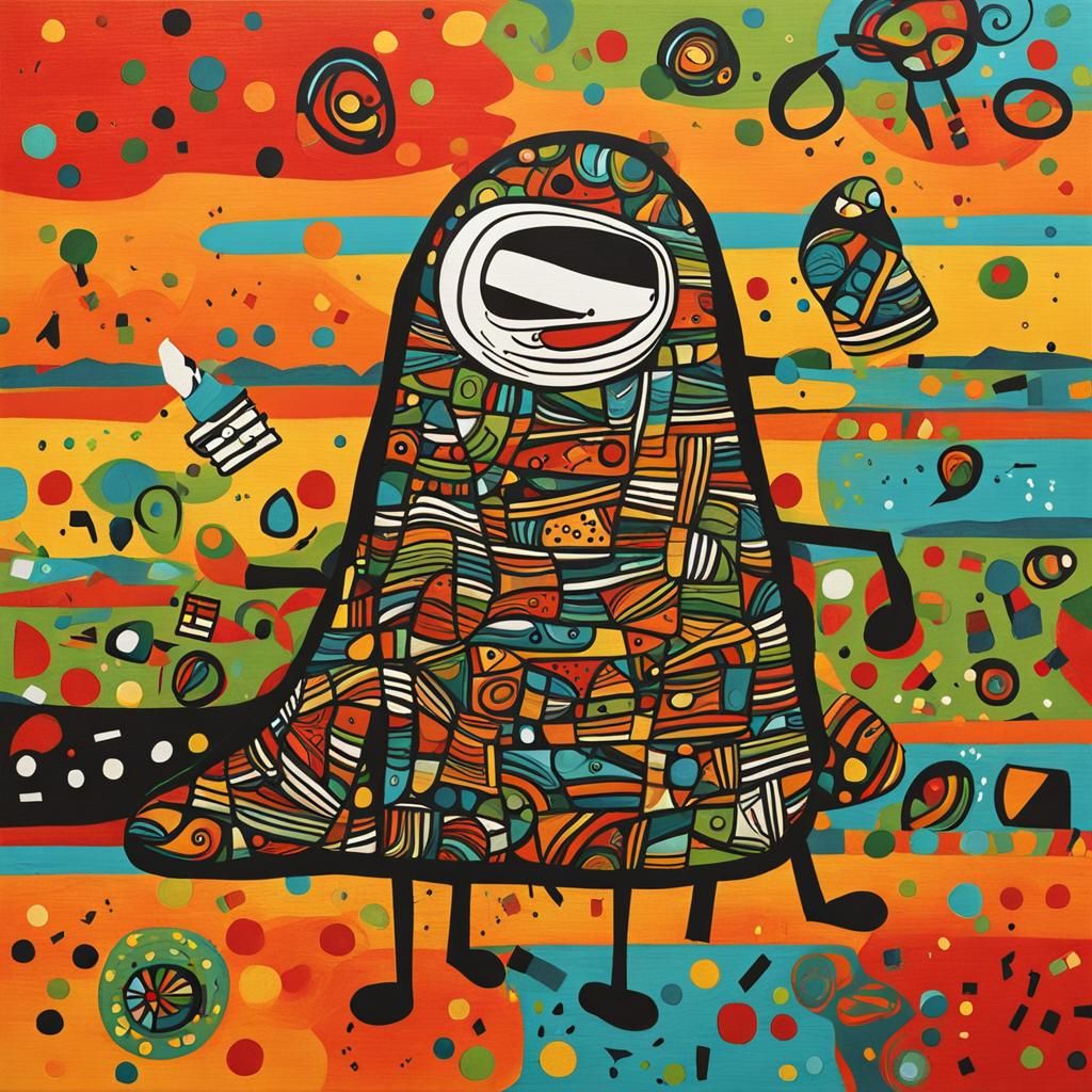 Abstract Stick Figures Burrito Art