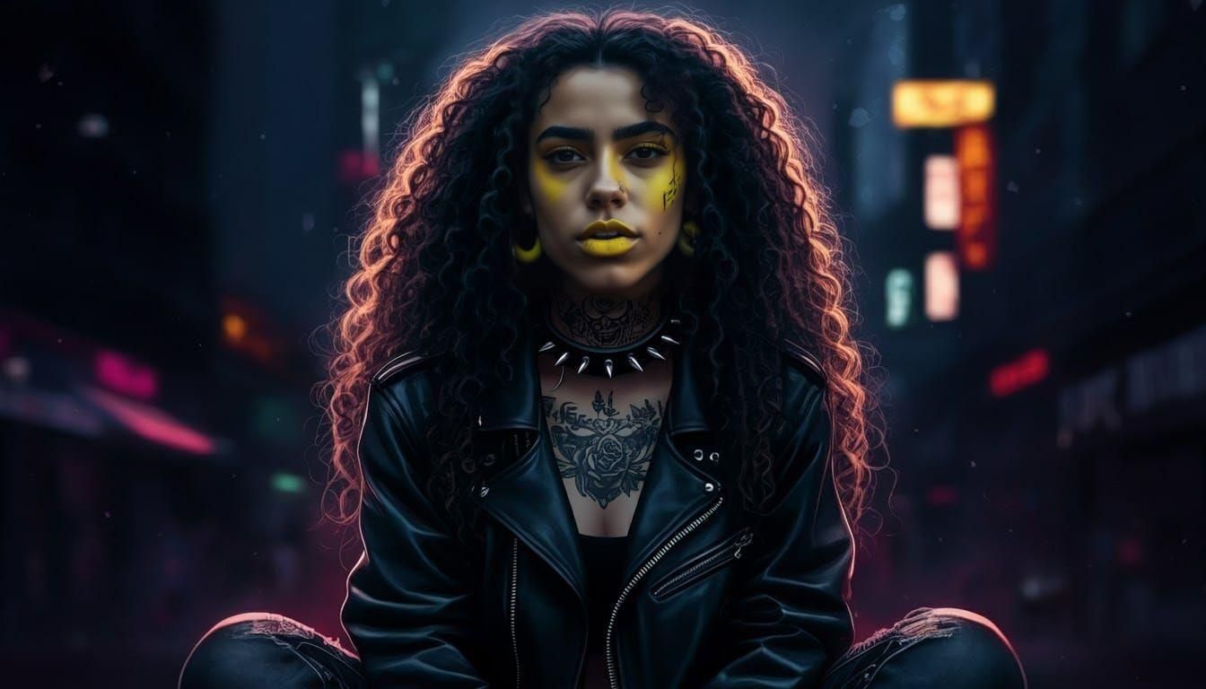 Latina Biker Portrait in Photorealistic Style
