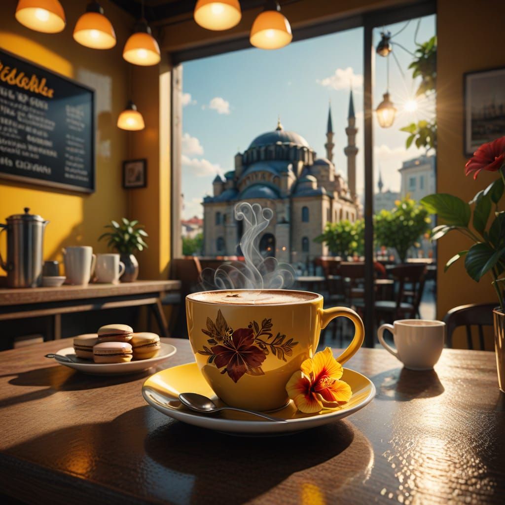 Vibrant Istanbul Cityscape Ceramic Mug Unveiled in Morning C...
