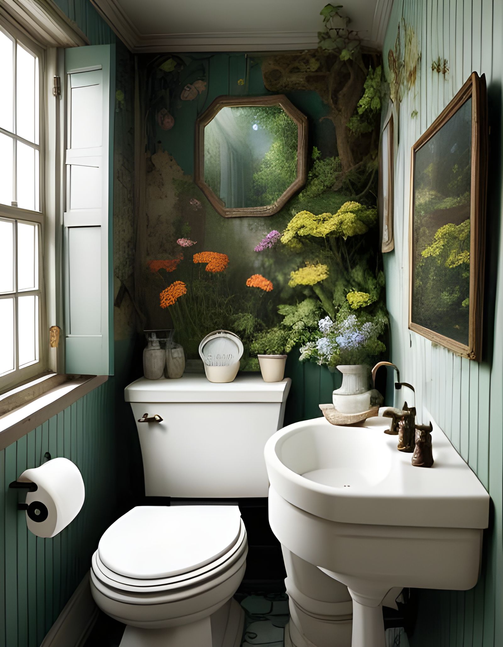 Wildflower Garden Flourishing Inside Open Toilet