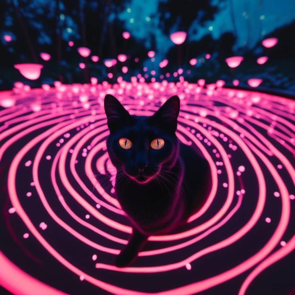 glowing eyes black cat