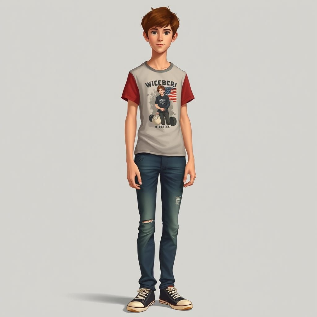 Tall Adolescent Boy in Casual Attire