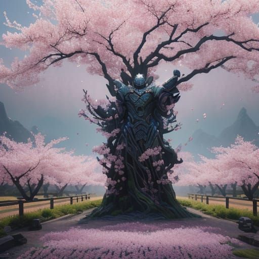 Majestic Autobot Transformer Amidst Blossoming Cherry Trees ...