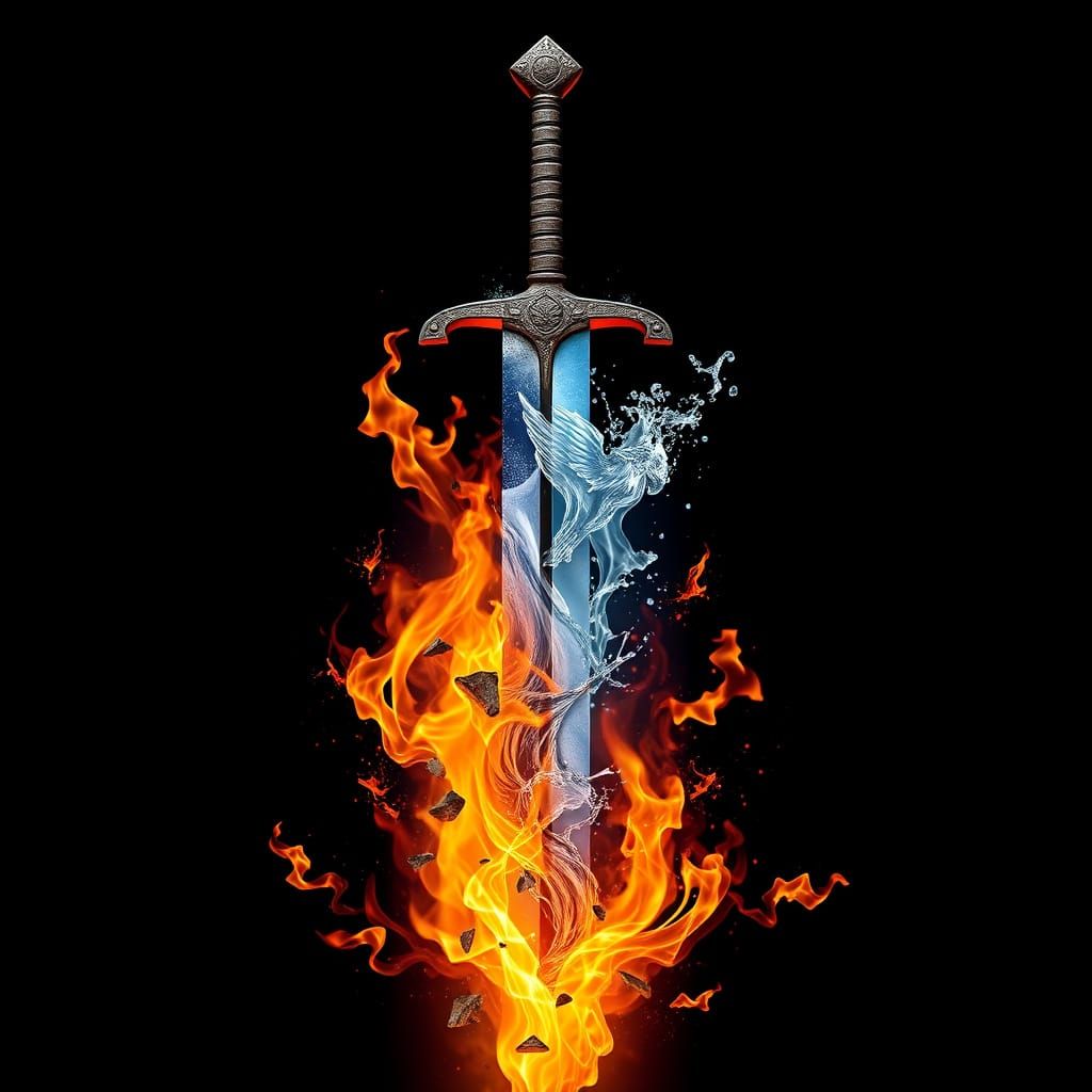 Ethereal Elemental Sword in a Fantasy Art Style