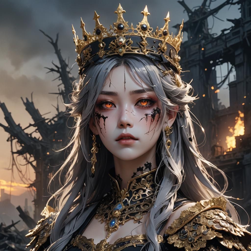 Honkai Zombie Queen in Post-Apocalyptic Landscape