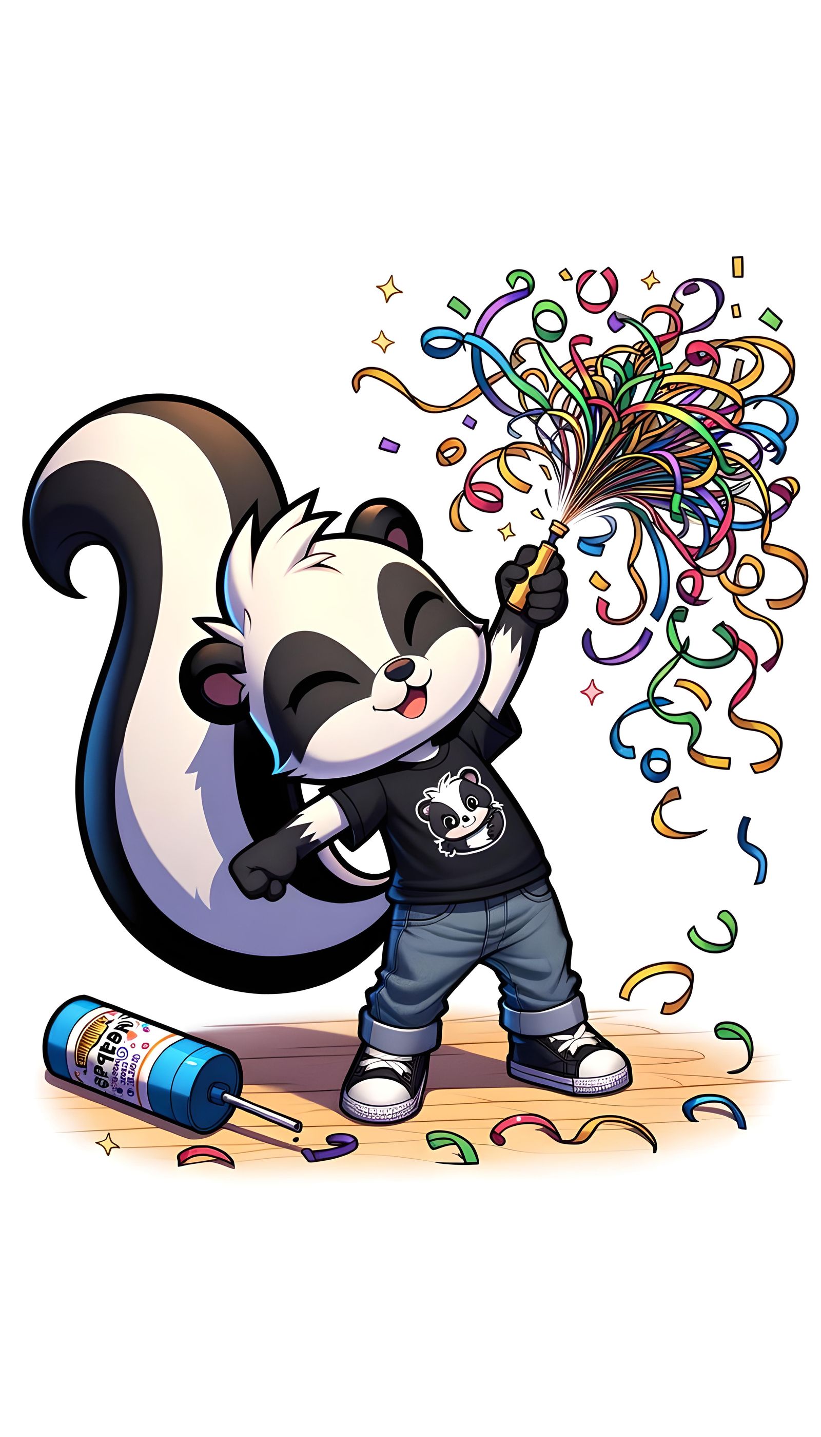 Anime Skunk Celebrates with Party Popper