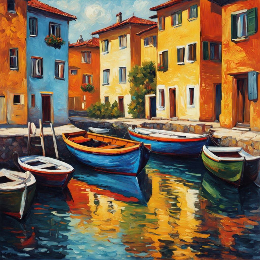 Vibrant Ohrid, North Macedonia, in Expressive Neo-Impression...