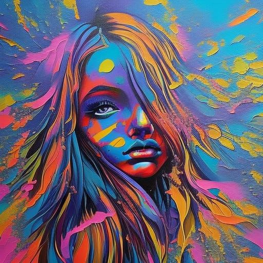 Colorful Wild Girl in Graffiti Street Art Style