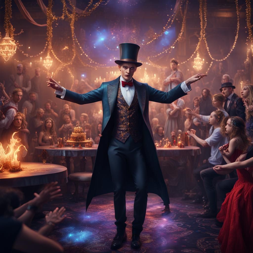 Magician Performing: Detailed Fantasy Concept Art
