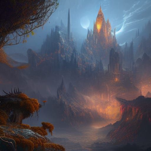Fantastical Matte Painting with Deep Color and Intricate Det...