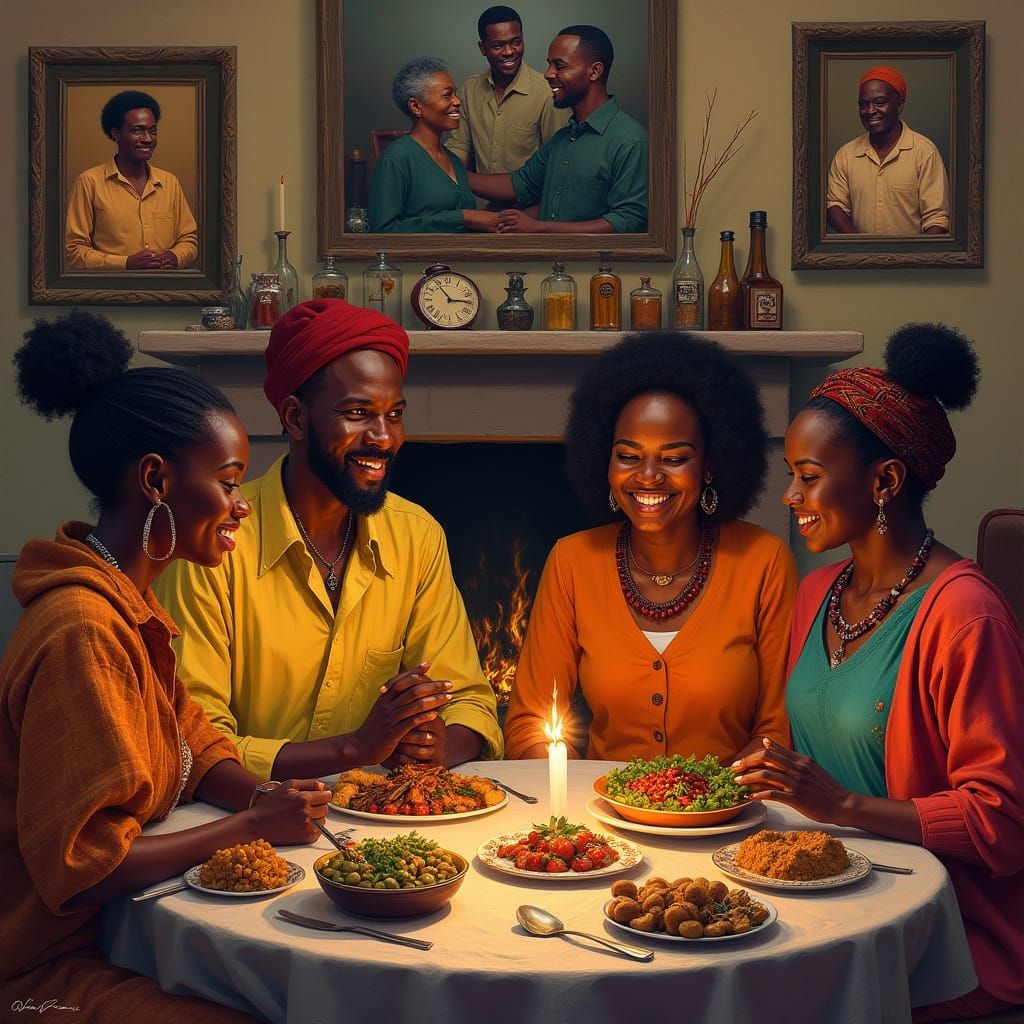 Warmth of Family Ties in Vibrant Soul Food Gathering