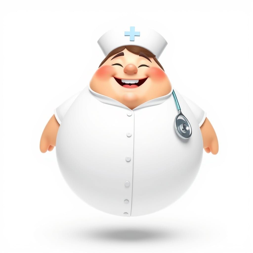 Joyful Floating Nurse in 3D Illustration Style