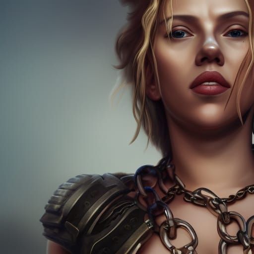 Imprisoned Woman with Chains: Detailed Matte Painting