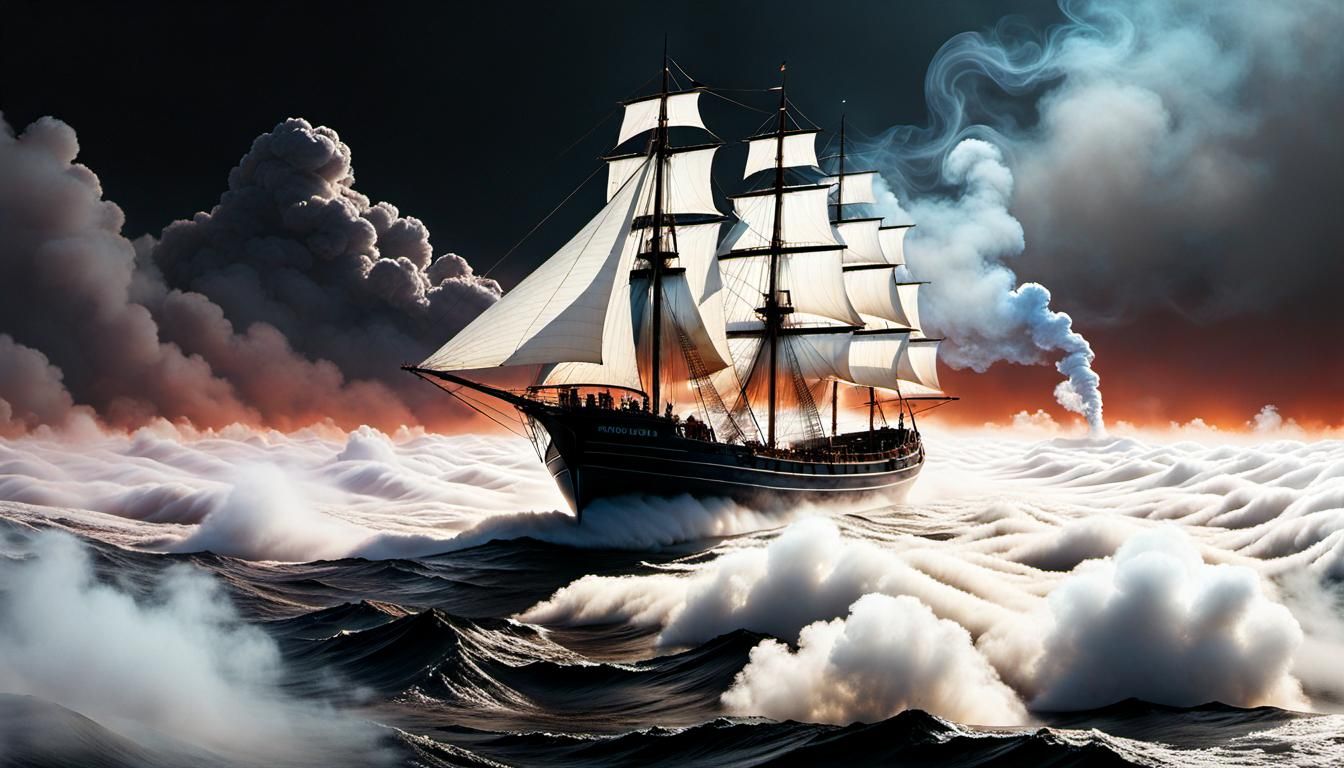 Smoking Boat Sailing on a Sea of Smoke