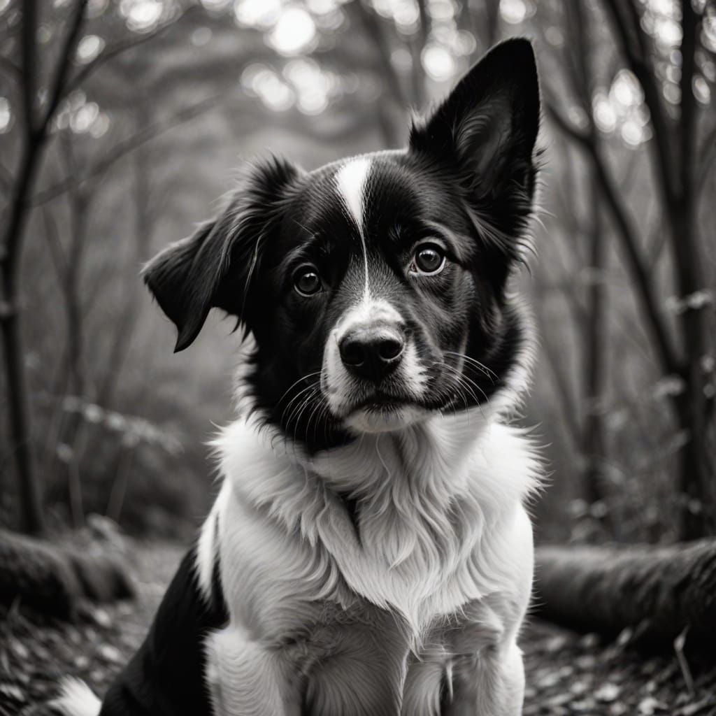 A Monochromatic Canine Portrait in Black and White