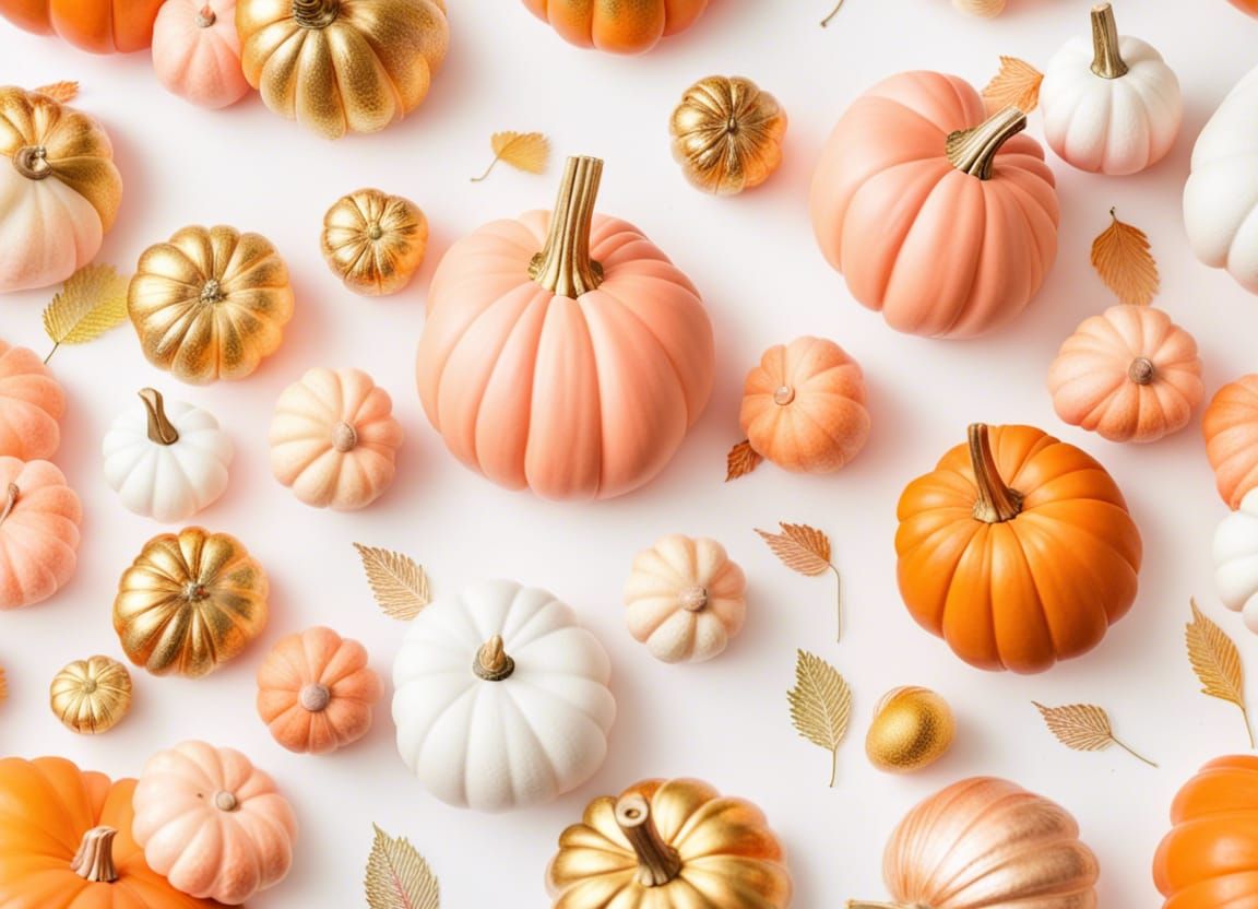 Flat Lay of Fall Pumpkins on Wood