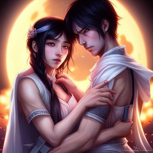 Rukia & Mugetsu Portrait with Moon and Lightning
