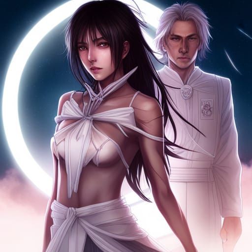 Rukia & Mugetsu Portrait with Moon and Lightning