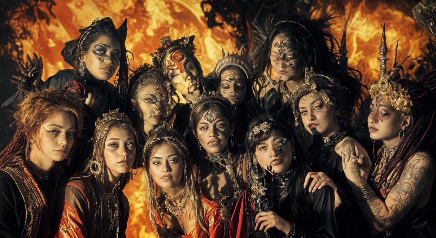 Eclectic God Face Bursting with Characters