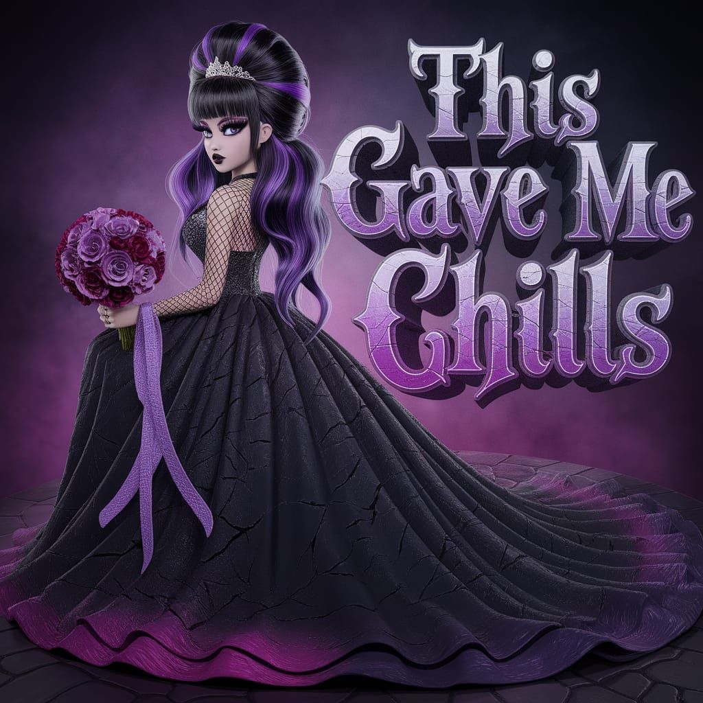 Gothic Stone Text with Goth Bride in Neon Purple