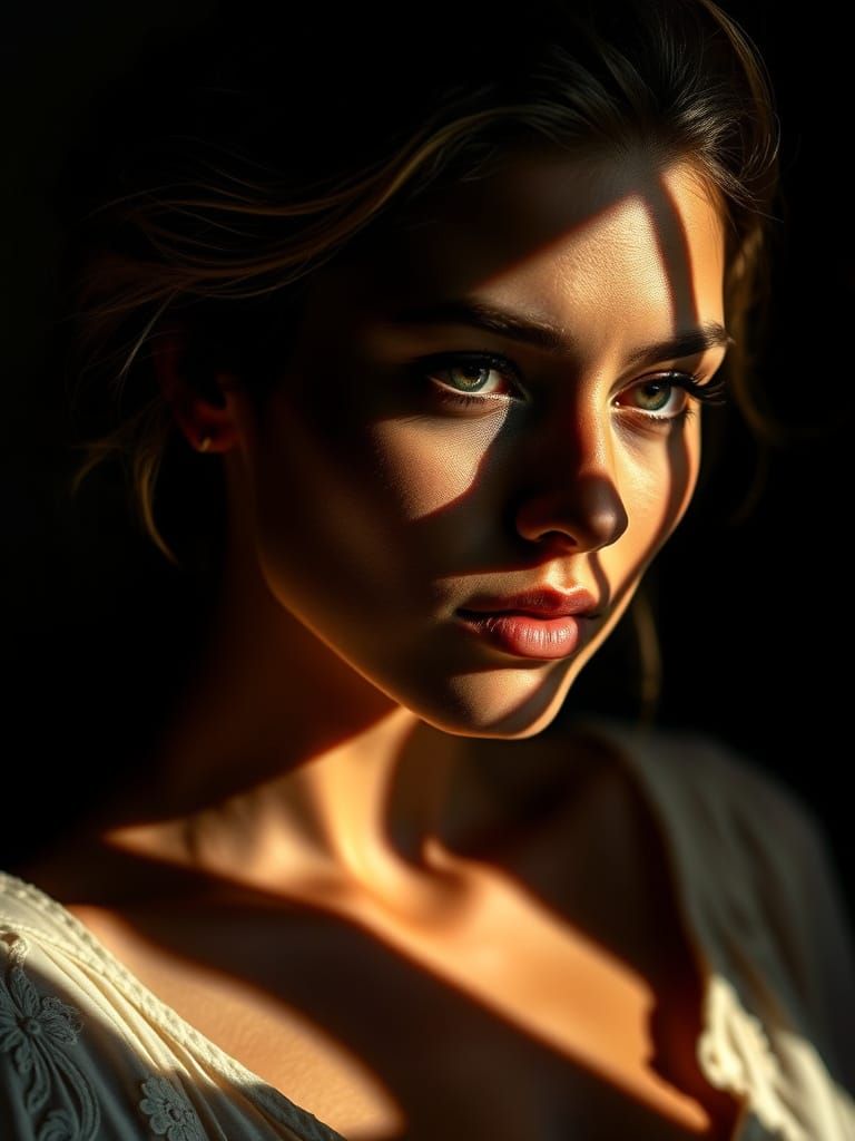 Ethereal Beauty Illuminated by Light and Shadow