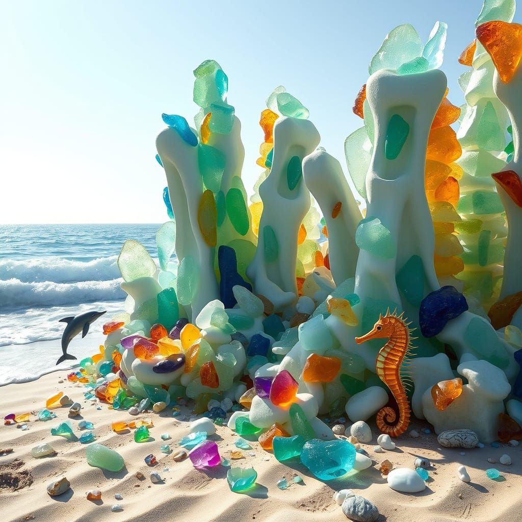 Glowing Sea Glass Sculpture Garden Shimmers