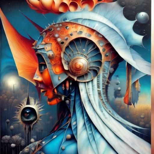 Intricate Portrait of Pinhead in Mixed-Media Style