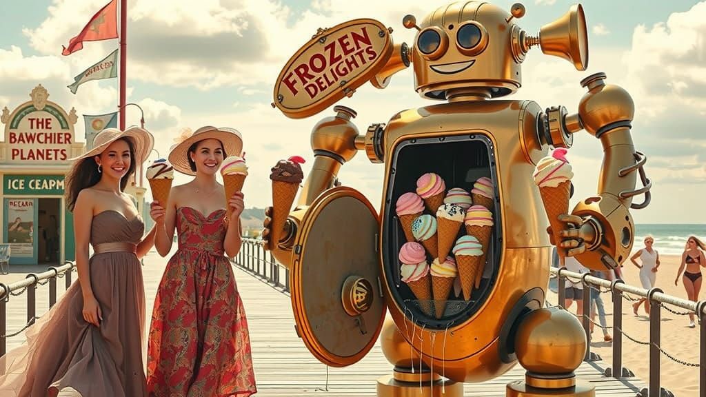 Victorian Ladies and Robot Ice Cream Vendor