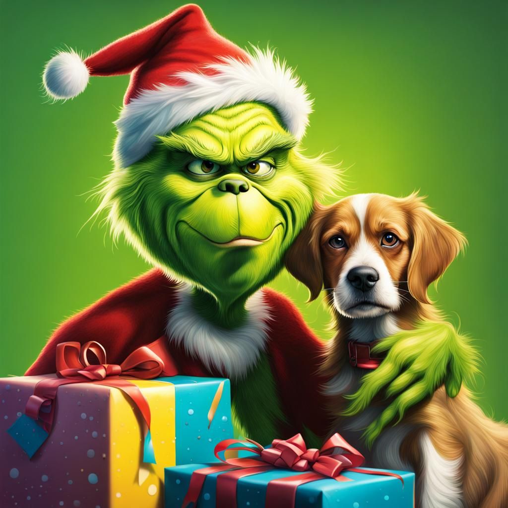 The Grinch and Max Peeing on Presents