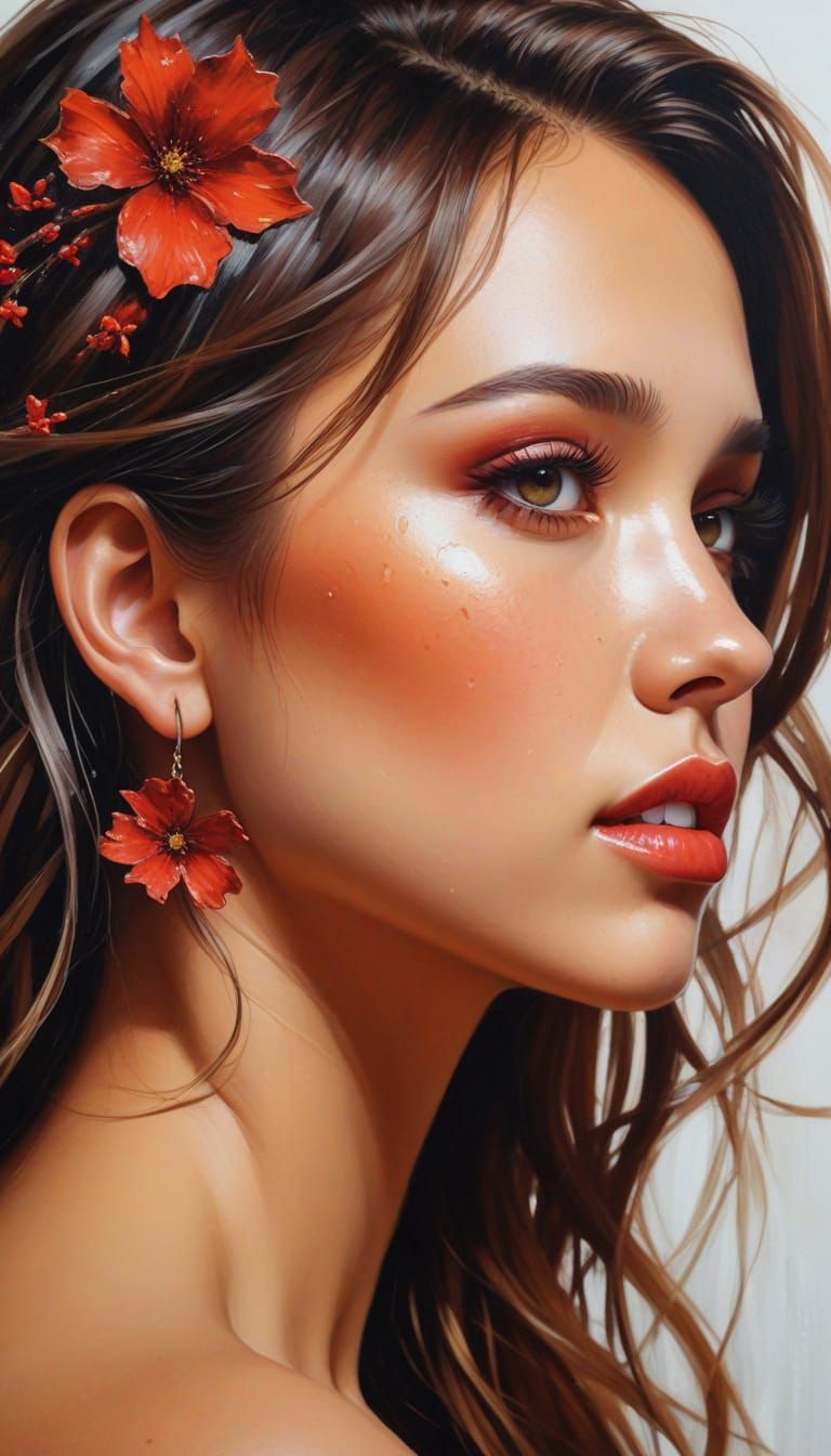 Ethereal Watercolor Portrait of Young Jessica Alba