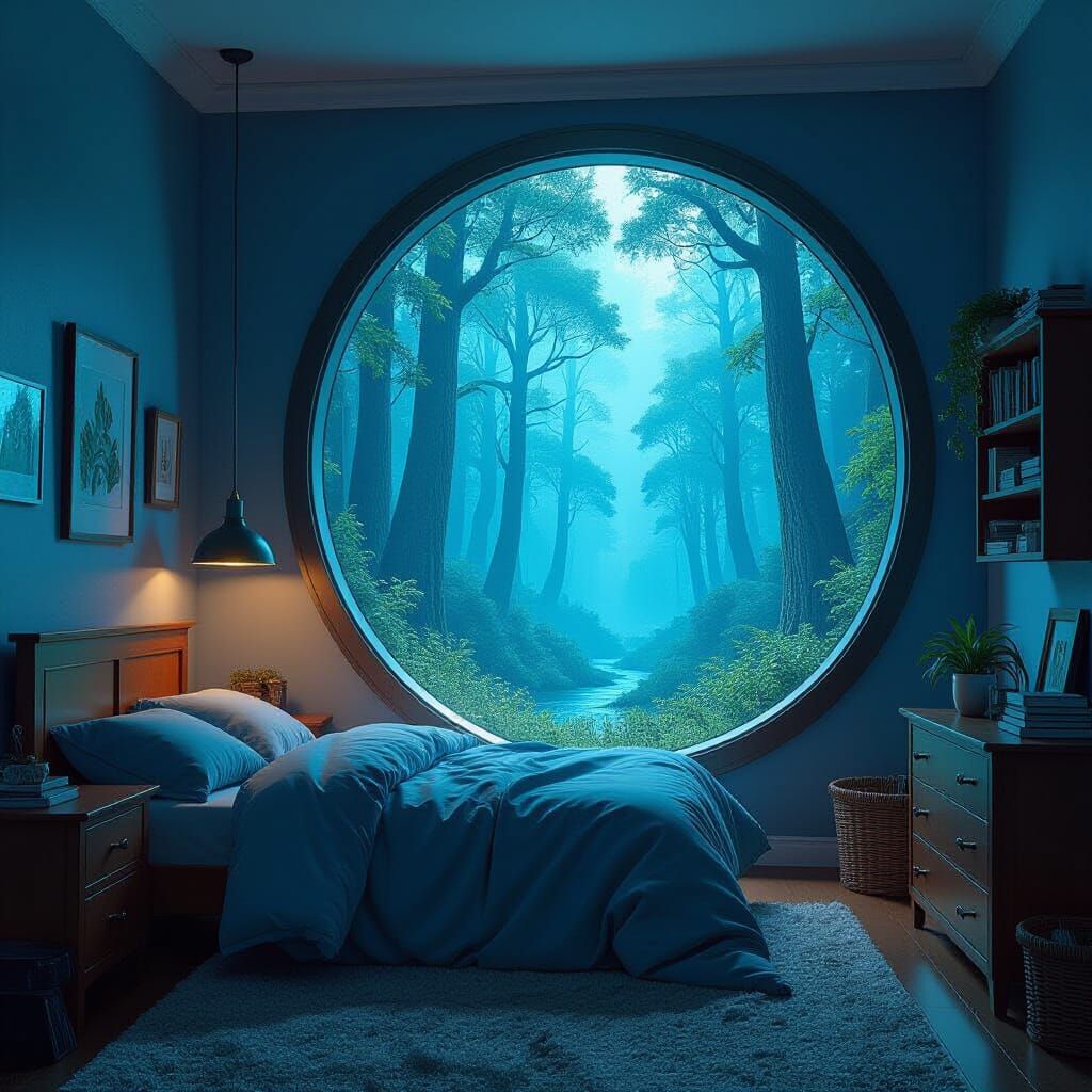 Mythical Forest Portal on Bedroom Wall: Fantasy Concept Art