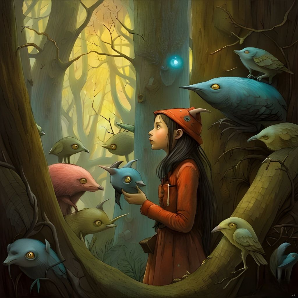 Surreal Girl in Strange AI-Generated Landscape