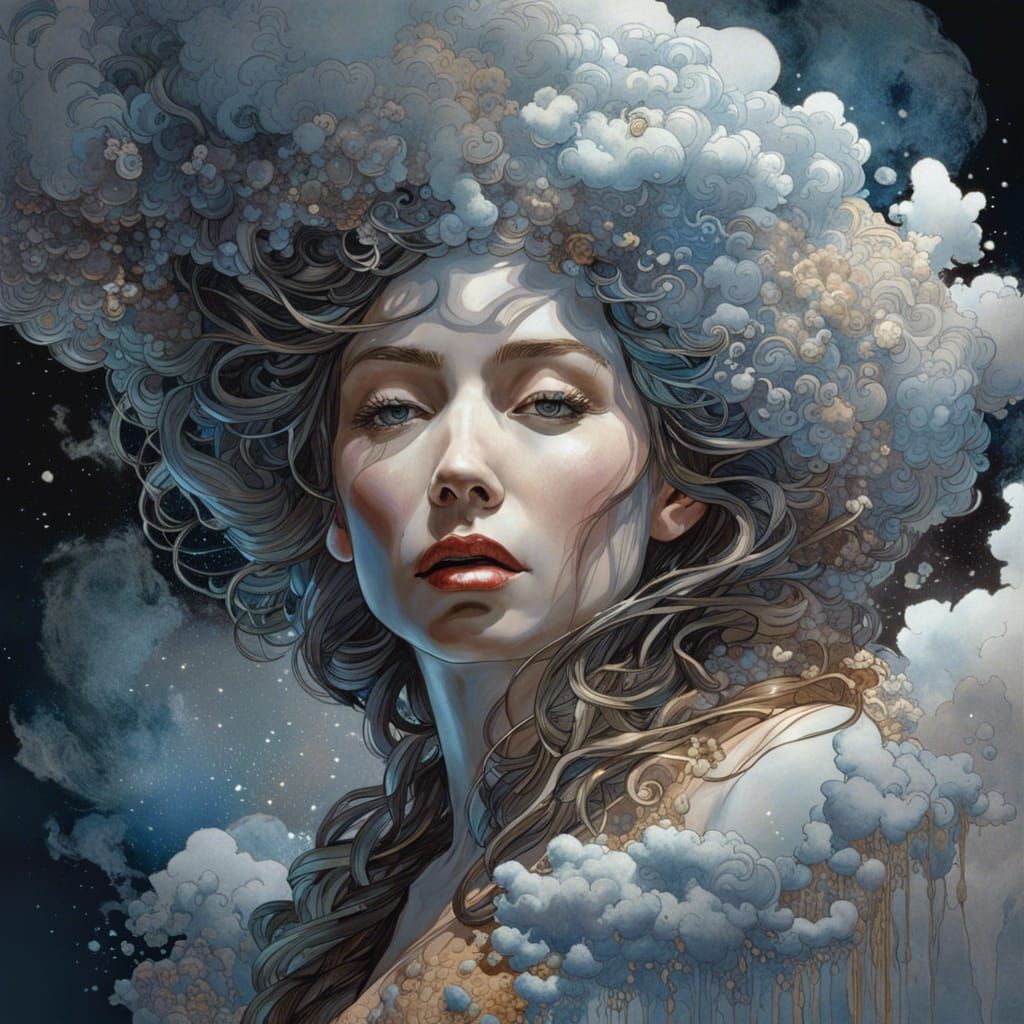 Ethereal Woman Made of Clouds: Fantasy Art