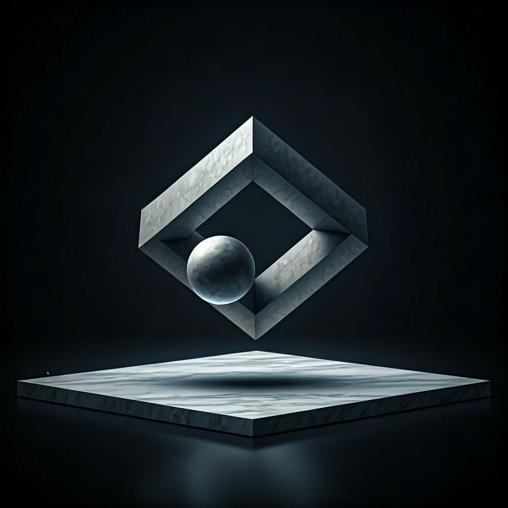 Escher-Inspired Abstract Sculpture in Mid-Air