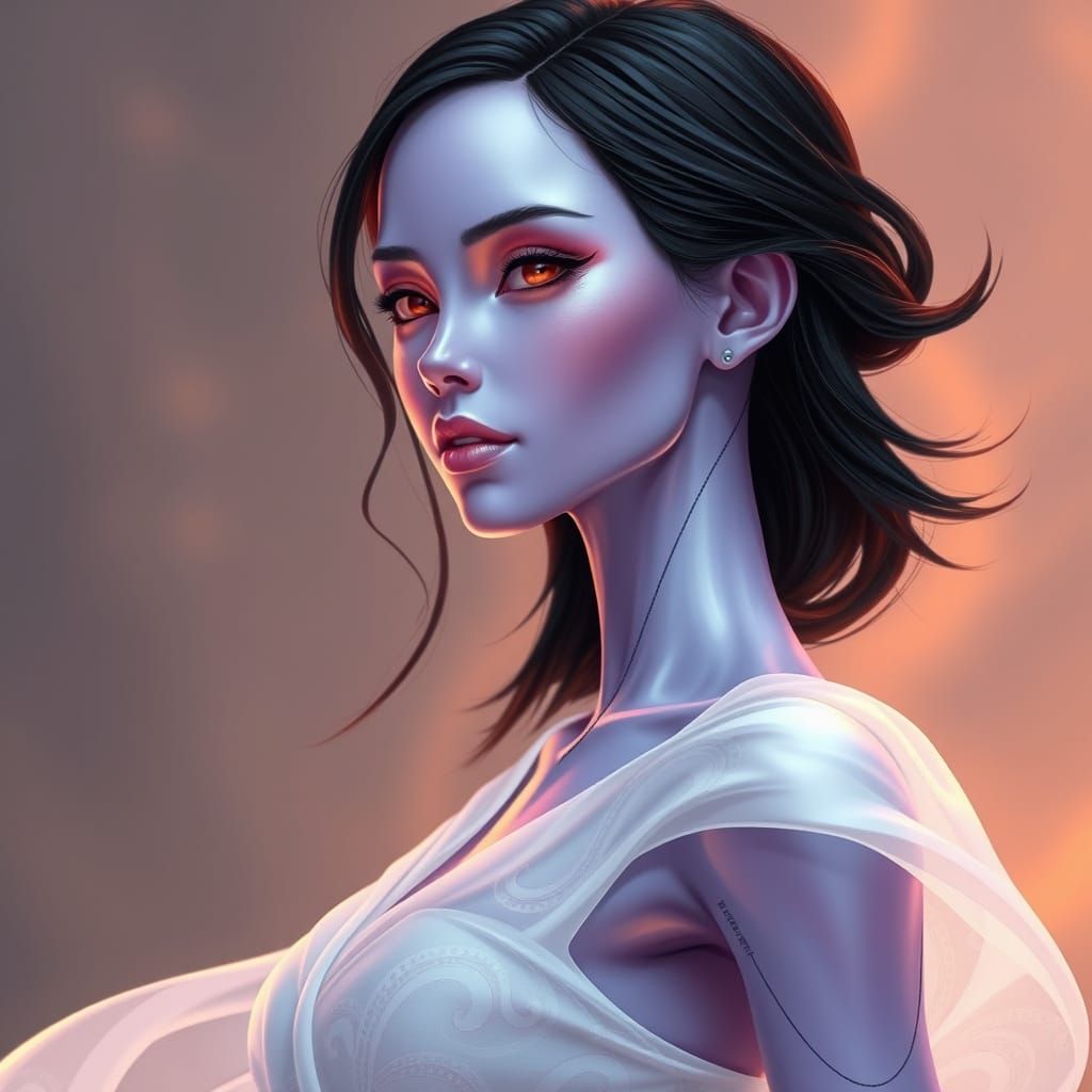 Ethereal Android Goddess in Lavender Hues