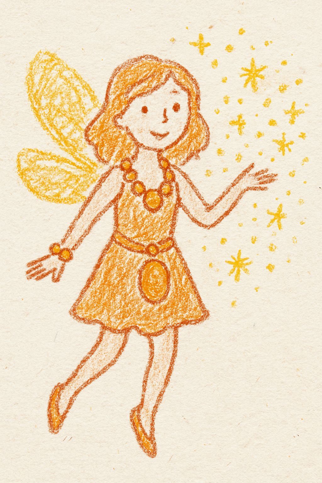 Amber Fairy with Gold Dust on White