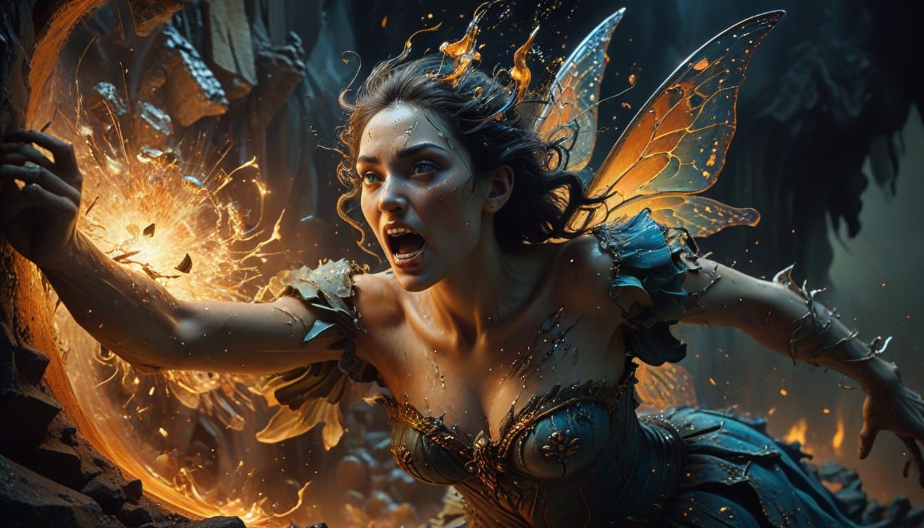 Fairy Emerges from Ogre in Surreal Salvador Dali Style