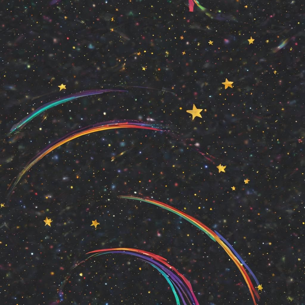 Rainbow Road Under Starry Night Sky