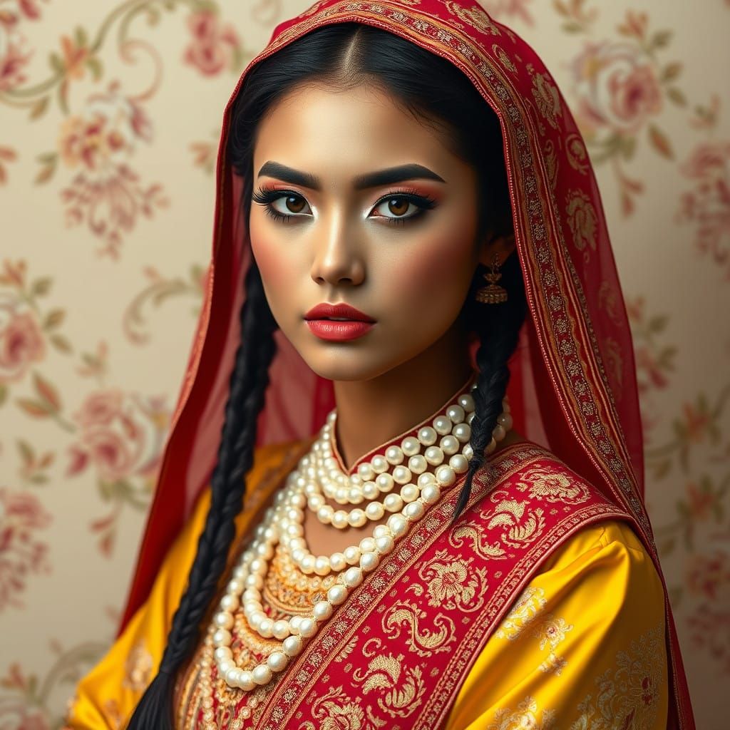 Exotic Fantasy Beauty in Rich Traditional Attire