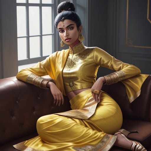 Indian Woman and Boy in Sci-Fi Cinematic Art