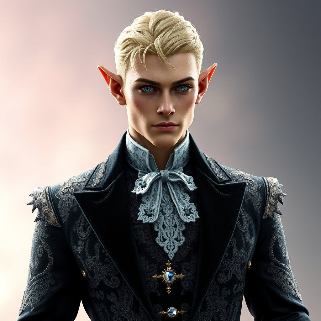 Elegant Elf Groom in Fantasy Wedding Tuxedo