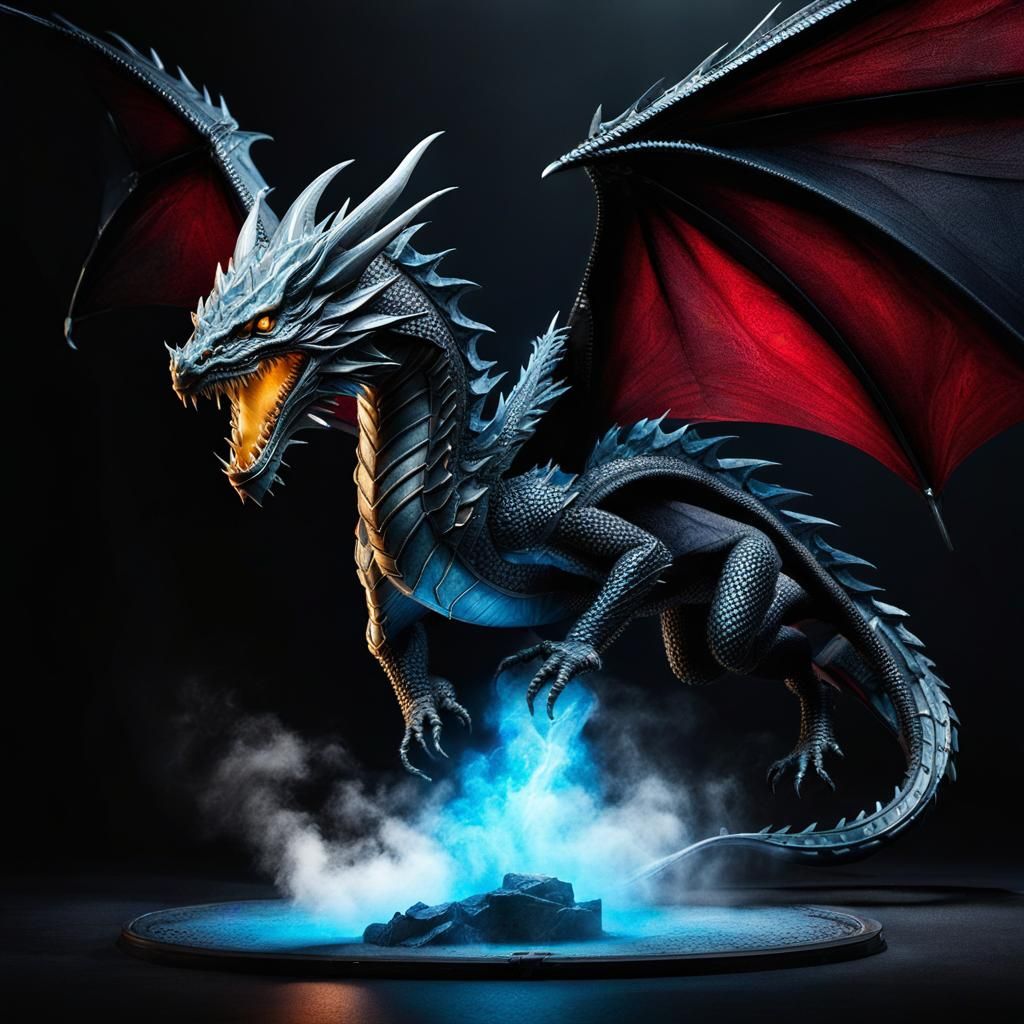 Epic Flying Dragon in Dark Fantasy Style
