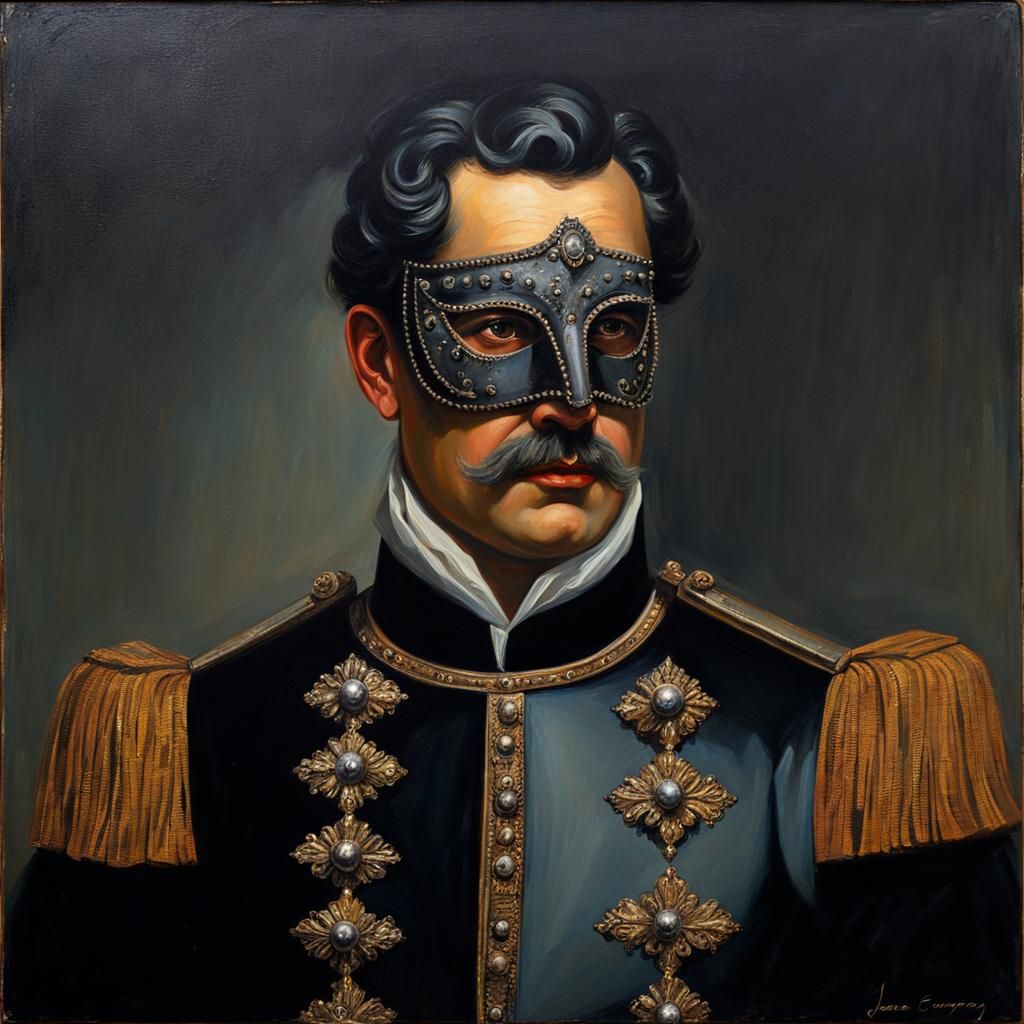 Greek Opera Singer in Metallic Victorian Mask