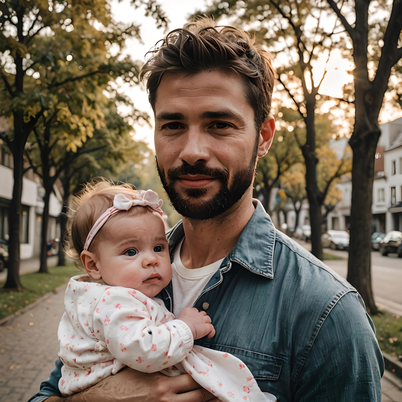 Father and Baby Daughter Portrait