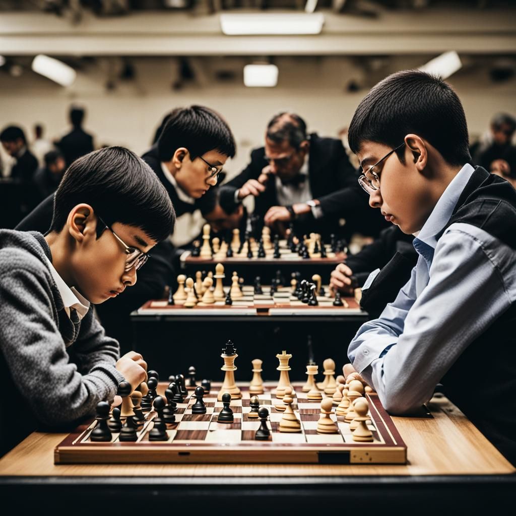Focused Chess Players in Intense Competition