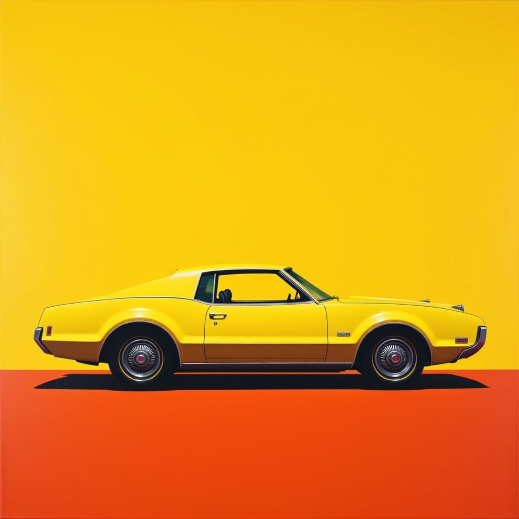 1968 Oldsmobile Toronado in Minimalist Yellow Pop Art