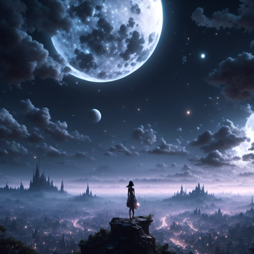 Epic Cinematic Moon in Detailed Digital Painting