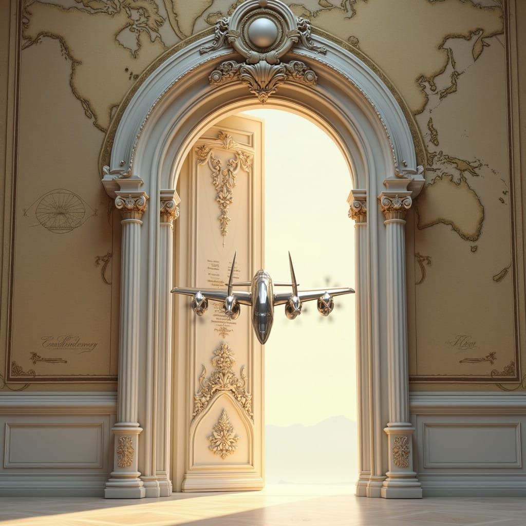 Ethereal White Door with Colossal Baroque-Inspired Carvings